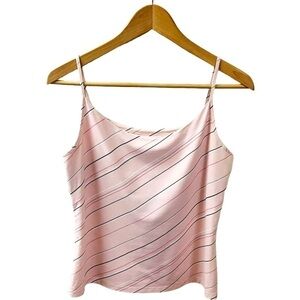 MERONA Pink Striped Stretch Knit Tank Top Women’s SZ Large Spaghetti Straps USA